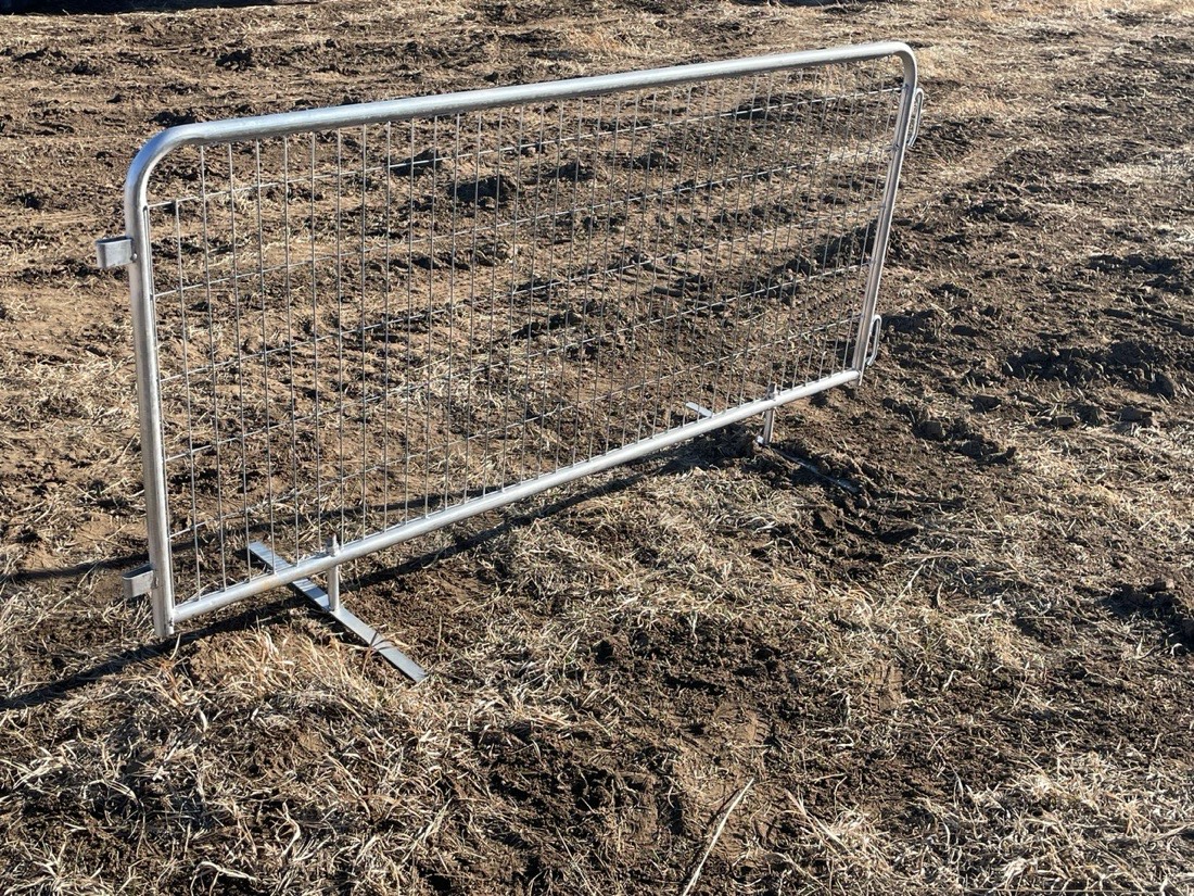 Temporary fence panel ready for deployment at a job site